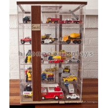 Loja de varejo de brinquedos infantis para crianças com tampo de mesa personalizado minifigura de madeira acrílica vitrine para carro de brinquedo